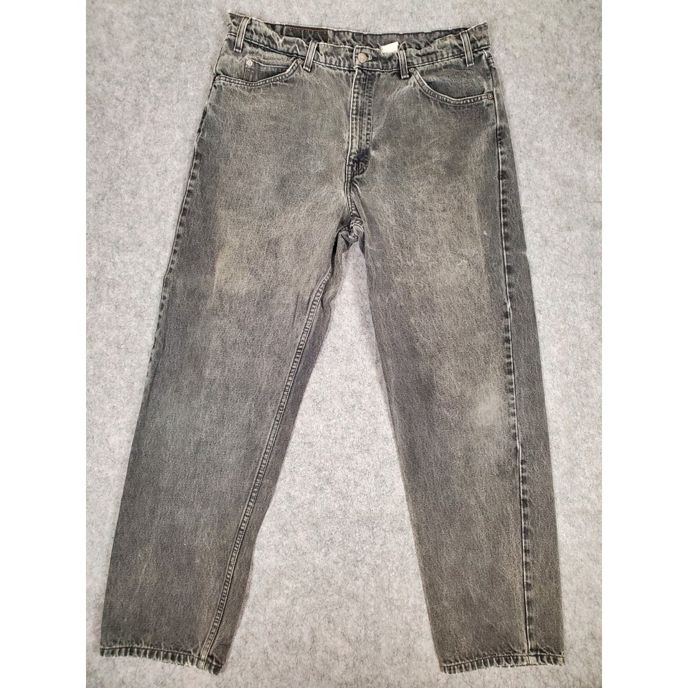 VINTAGE Levi's 550 Orange Tab Jeans‎ Fits 36x31 Mens Black Relaxed Fit 90s Faded